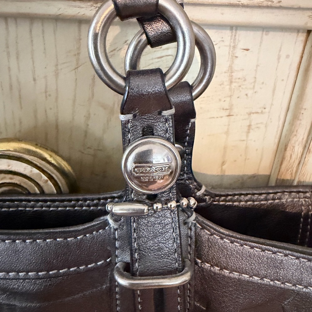 Coach Dark Gray Embossed Tote - Picture 2 of 9